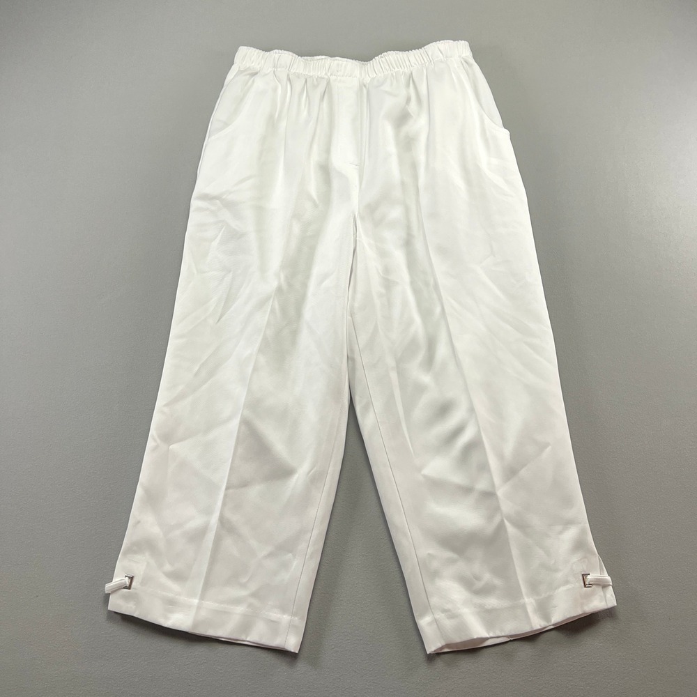 Allison Daley Capri Pant Women 12 White High Rise Elastic Waist Pull On Straight